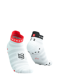 Compressport Unisex's Pro Racing Socks V4.0 Ultralight Run Low - White/Fluo Red/Black