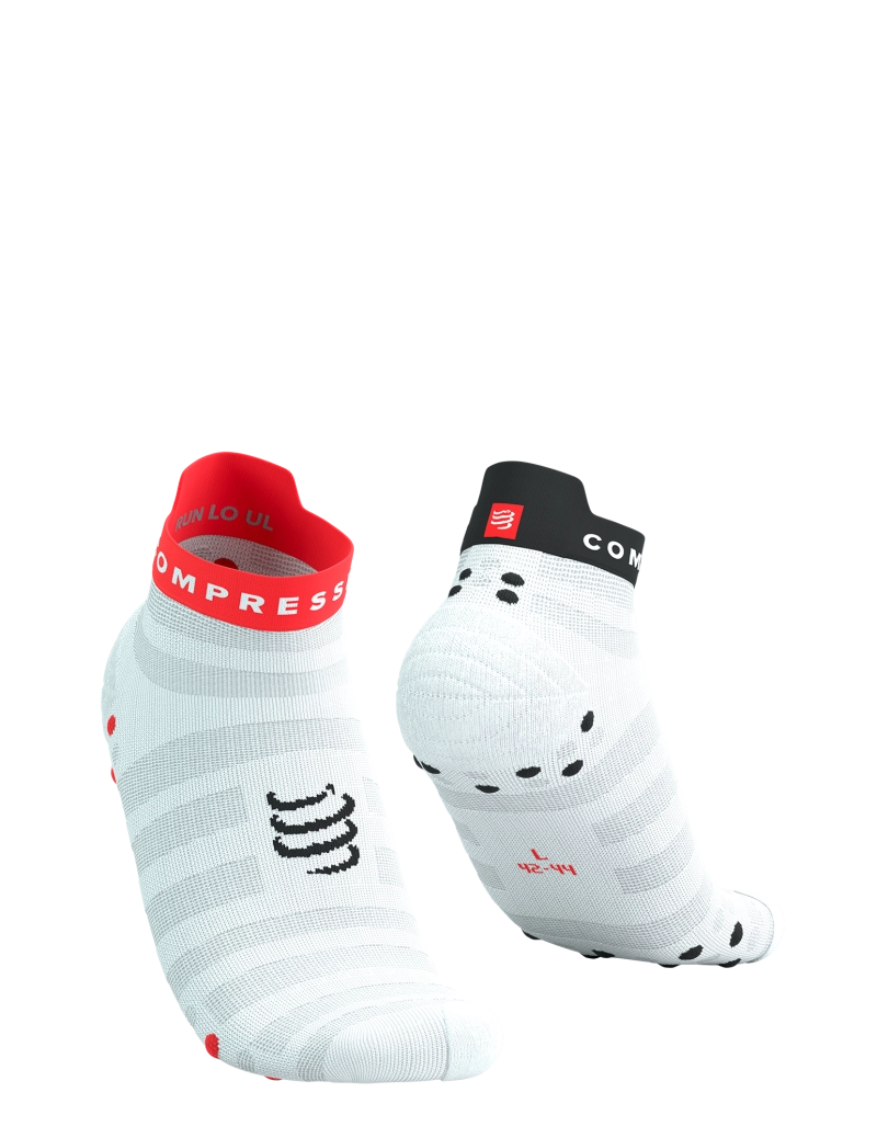 Compressport Unisex's Pro Racing Socks V4.0 Ultralight Run Low - White/Fluo Red/Black