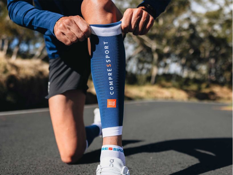 Compressport Unisex's R2 3.0 Calf Sleeve - Blue/White