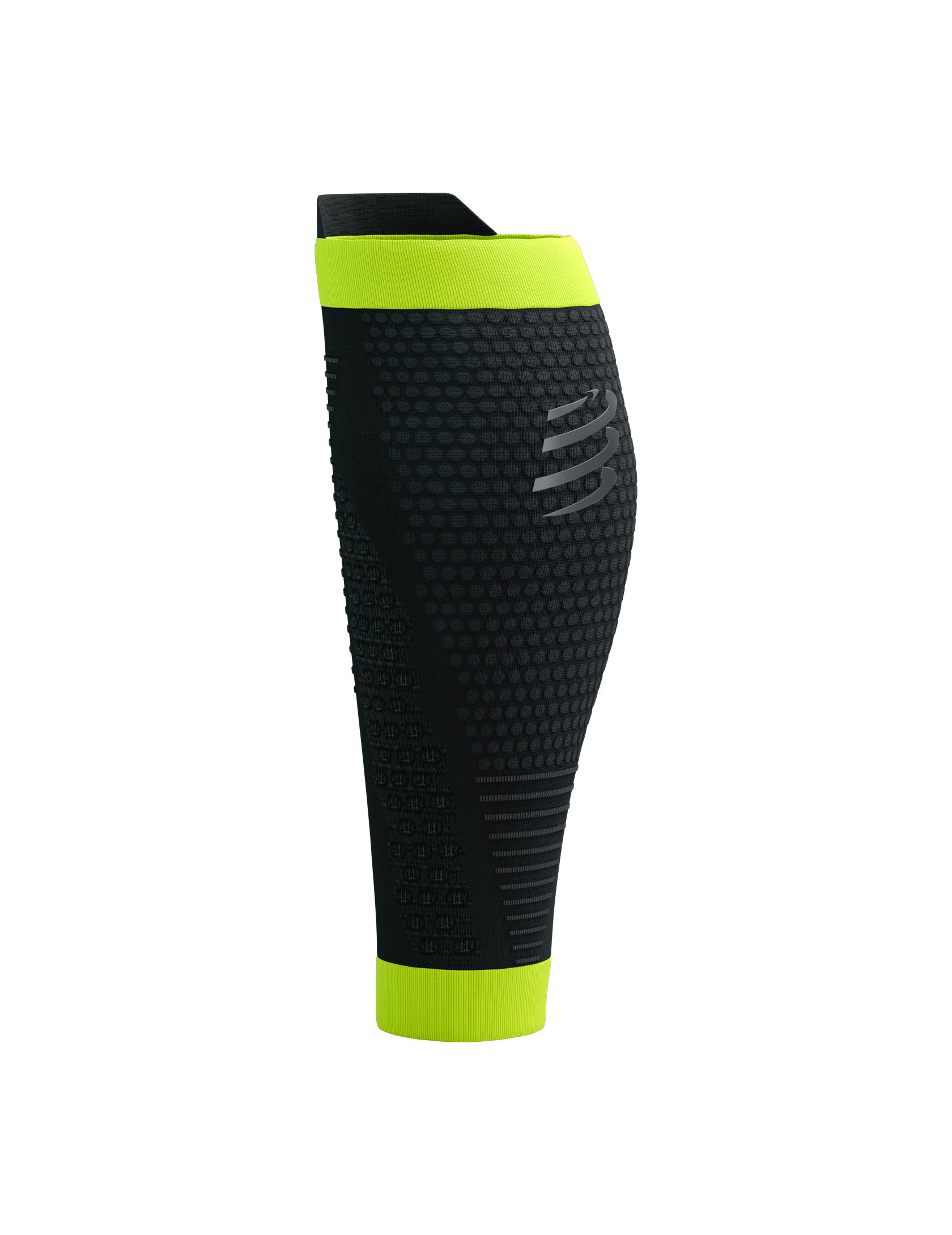 Compressport Unisex's R2 3.0 Flash Calf Sleeves Black/Fluo Yellow - CCSU3099016