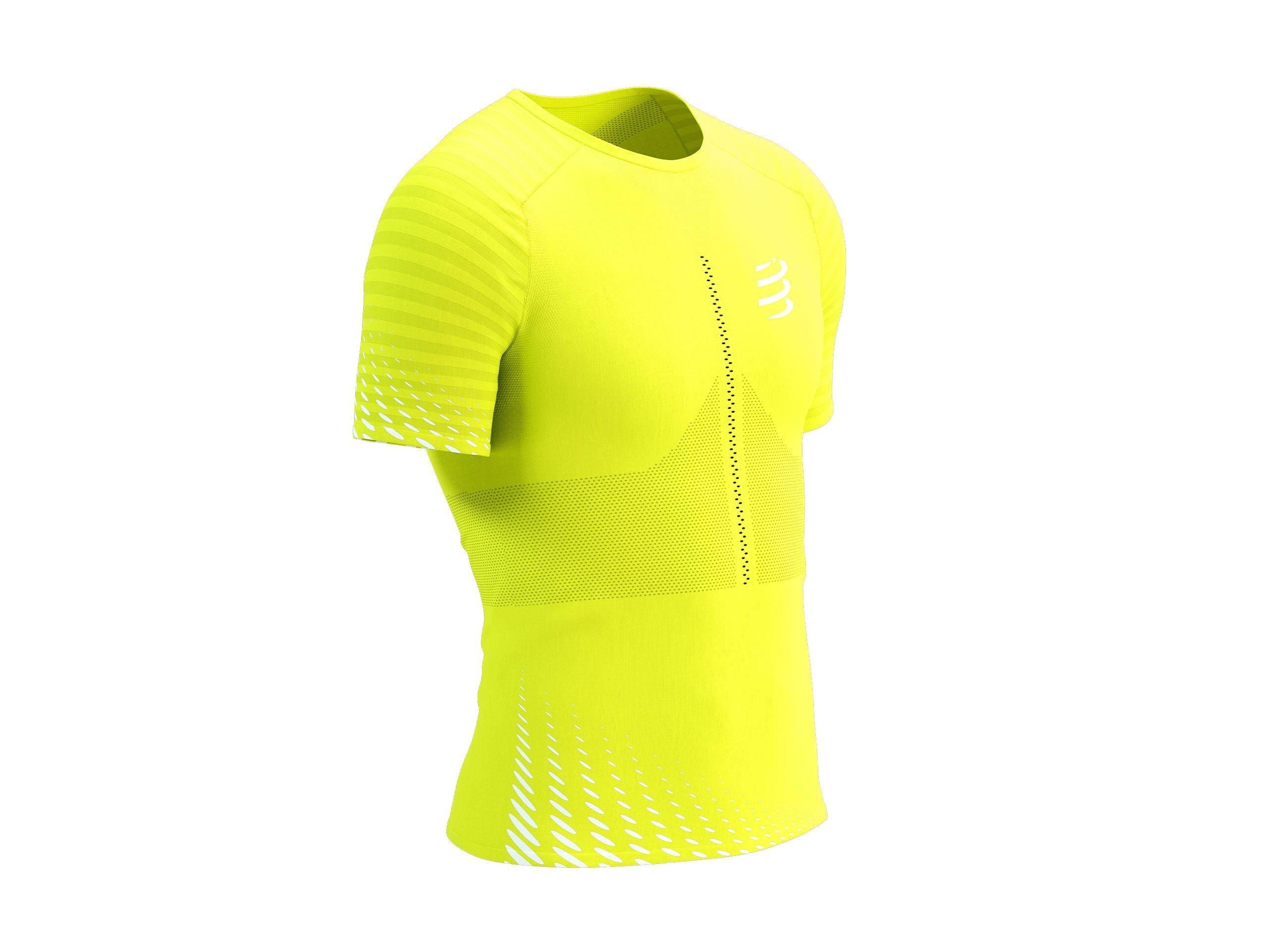 Compressport Men's Racing SS Tshirt - Evening Primrose/White