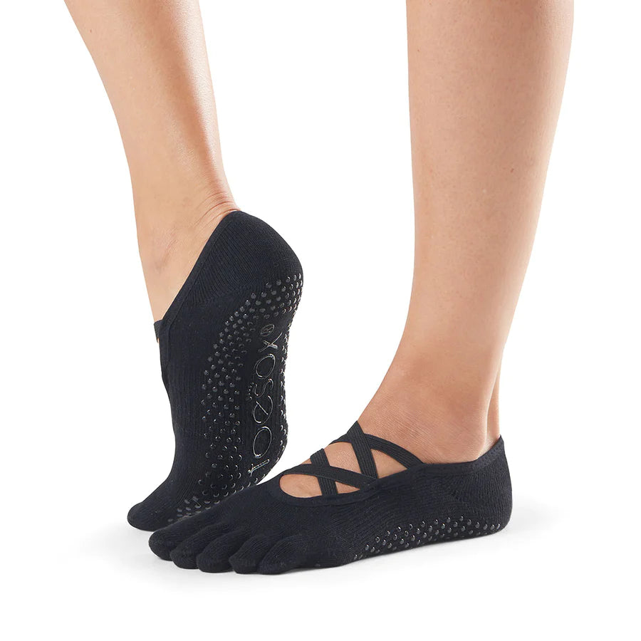 TOESOX Full Toe Elle Grip Socks - Black