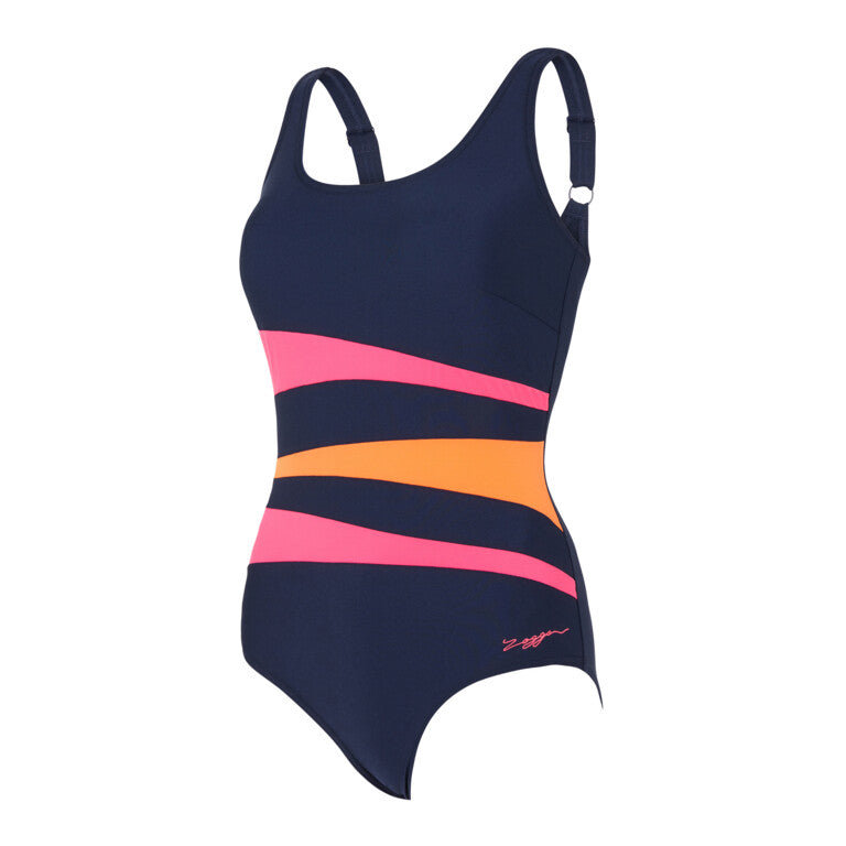 ZOGGS Women's Sumatra Adjustable Scoopback - Navy/Light Blue/White