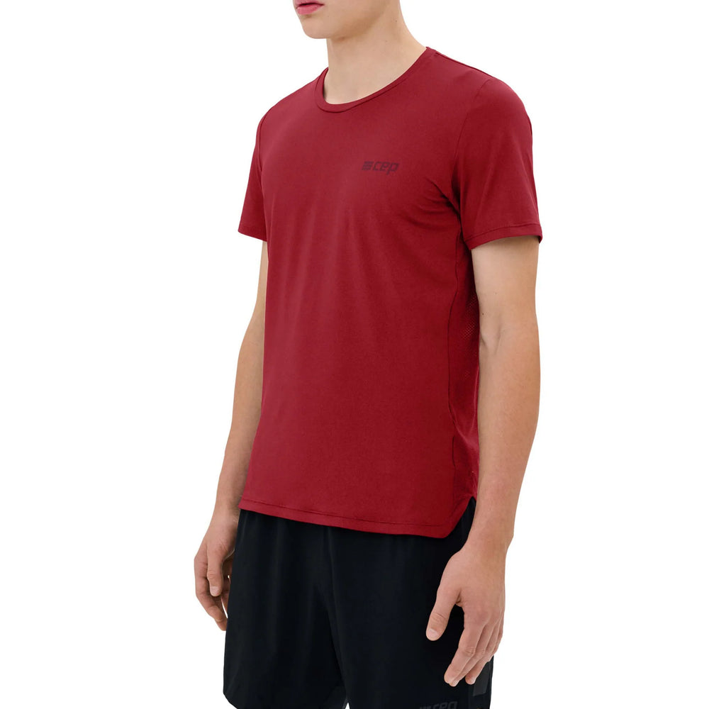 CEP Men's The Run Shirt Round Neck Short Sleeve v5 - Dark Red