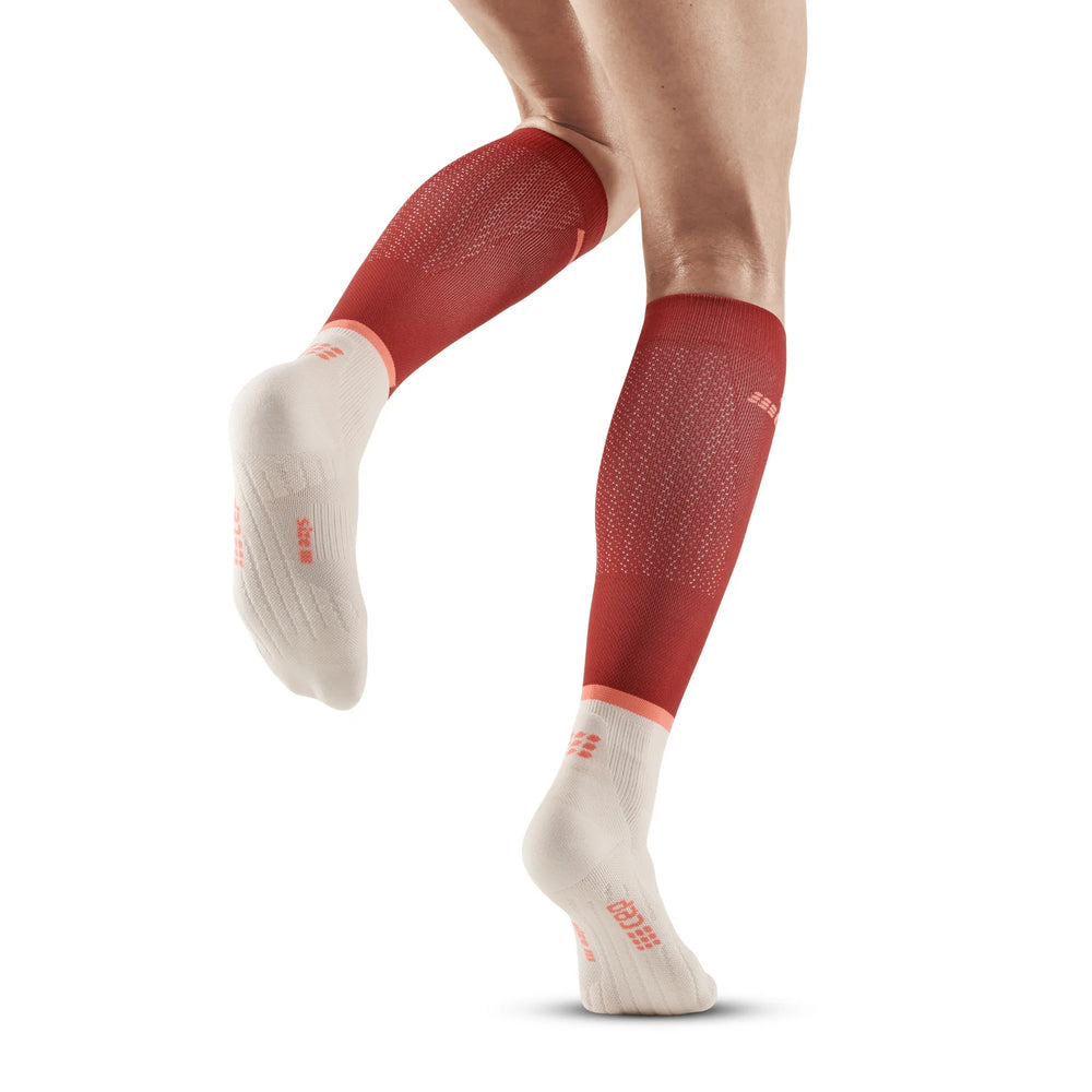 CEP Women's The Run Socks Tall v4 - Red/Off White