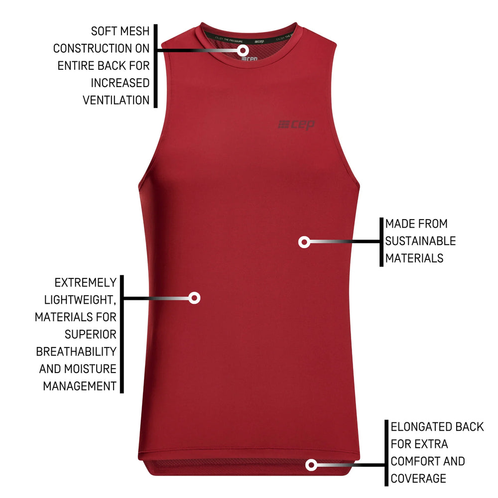 CEP Men's The Run Tank Top Round Neck v5 - Dark Red