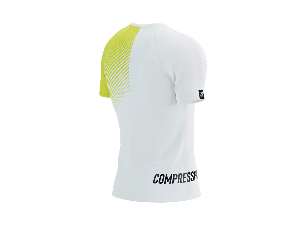 Compessport Men's Training SS Tshirt Swimbikerun 2023 - White/Evening Primerose