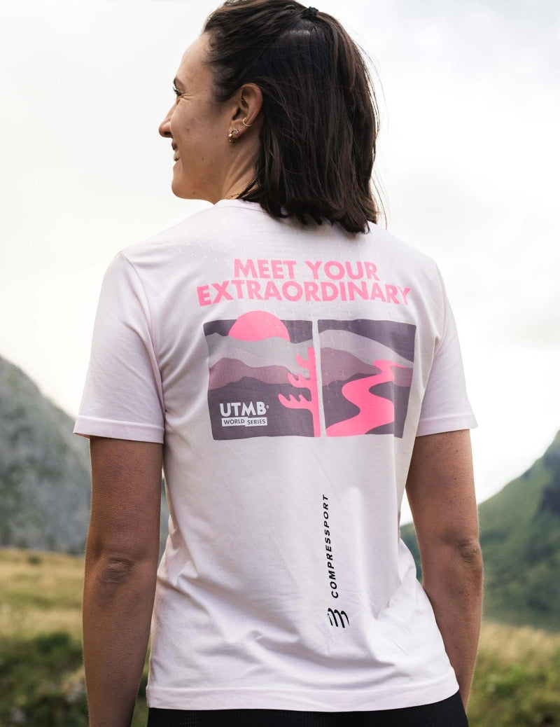 Compressport Women's Training SS Tshirt UTMB 2025 L1 - Roseate