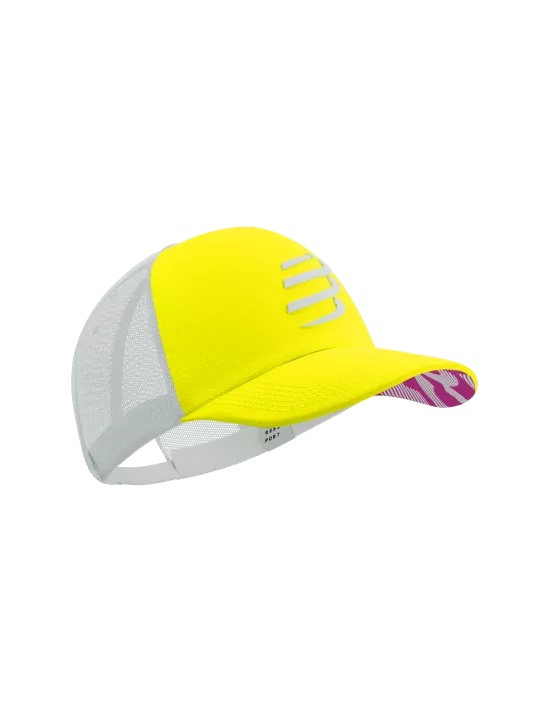 Compressport Unisex's Trucker Cap - White/Safety Yellow/Neon Pink