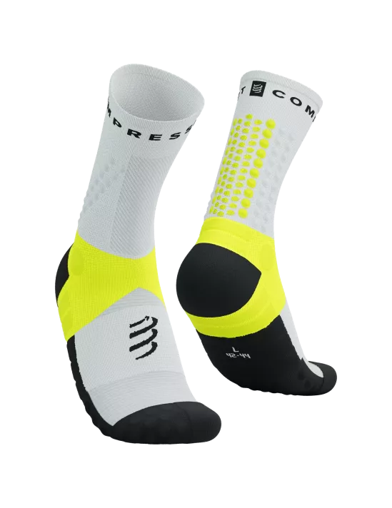 Compressport Unisex's Ultra Trail Sock v2.0 - White/Safe Yellow
