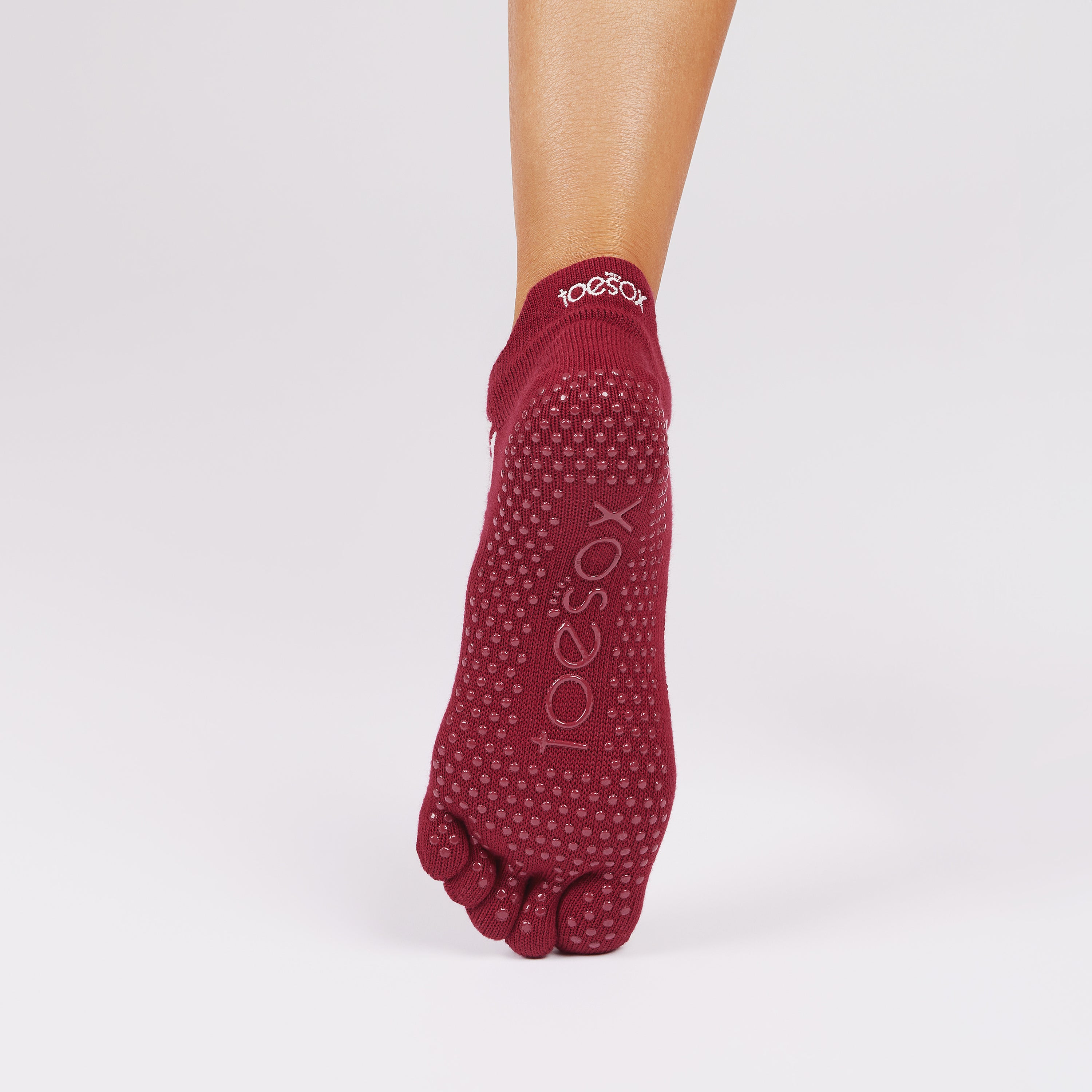TOESOX Grip Full Toe Low Rise - Ruby