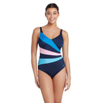 ZOGGS Women's Wrap Panel Classicback - Navy/Blue/Pink