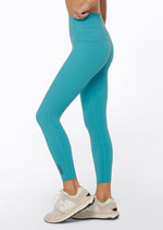 Lorna Jane Stomach Support Zip Phone Pocket Ankle Biter Leggings - Aqua Buzz