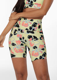 Lorna Jane Hibiscus Hi-Fold No Rise Bike Short - Hibiscus Print