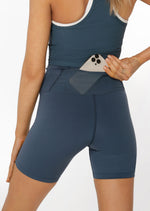 Lorna Jane Mesh Phone Pocket Bike Short - Pale Indigo