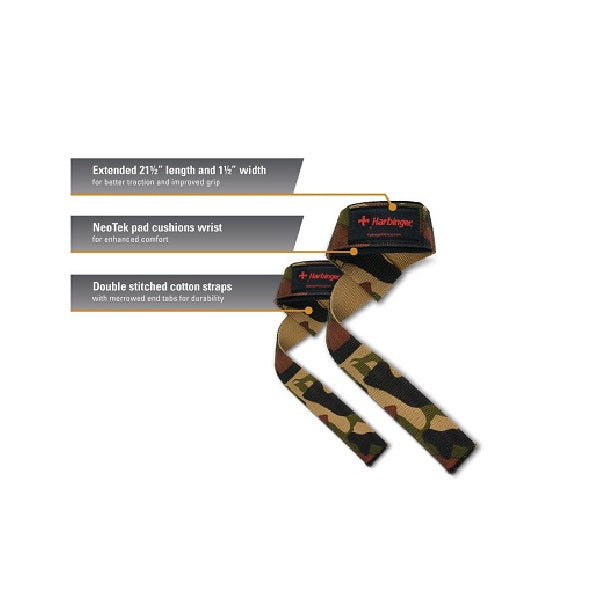 Harbinger Padded Cotton Lifting Straps 21.5"- Camo