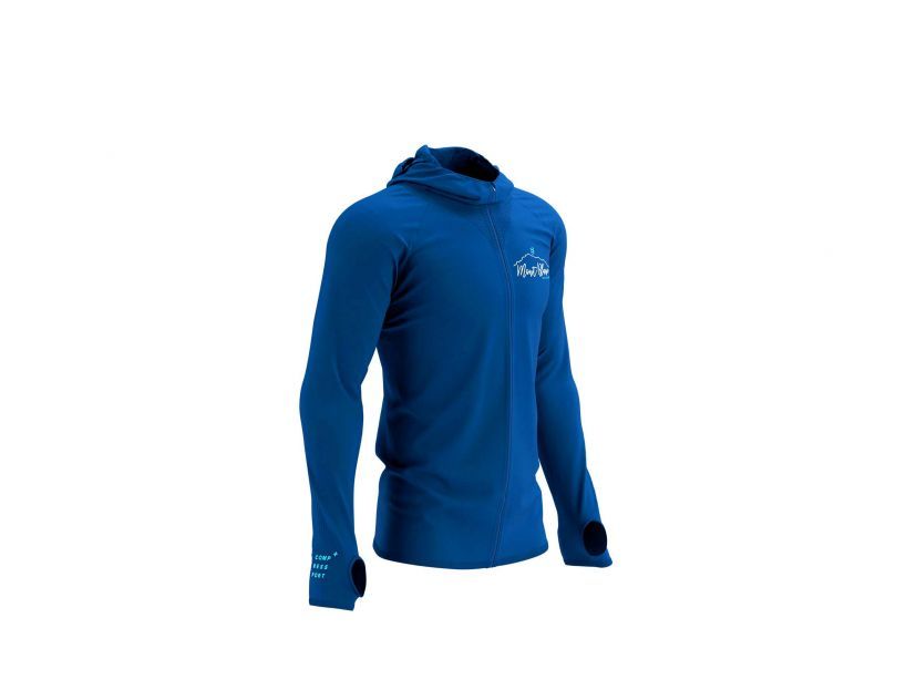 Compessport Men's 3D Thermo Seamless Hoodie Zip - Mont Blanc 2022 - BLUE