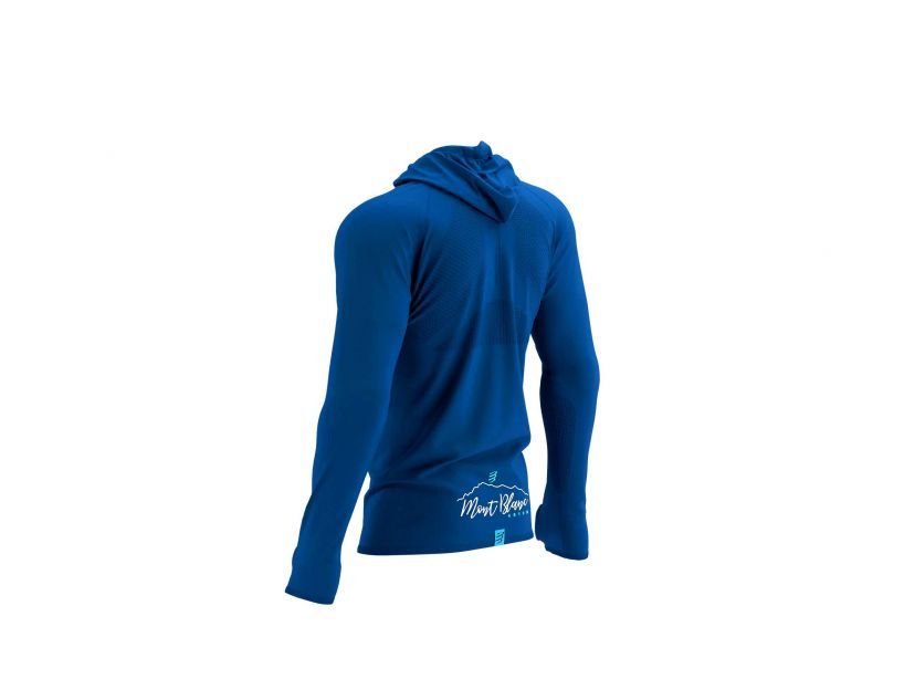 Compessport Men's 3D Thermo Seamless Hoodie Zip - Mont Blanc 2022 - BLUE