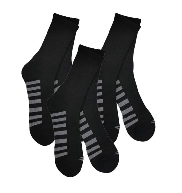 SOFSOLE Men's Running Anti-Friction Crew Socks 3pairs - Black/MGH