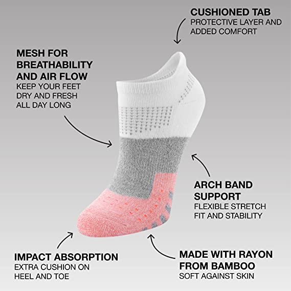 SOFSOLE Women's Bamboo Multi Sports Cushion Low Cut Socks 3pairs - Grey/Pink/Purple/Blue