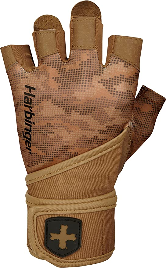 Harbinger Unisex's Pro WristWrap Gloves 2.0 - Tan