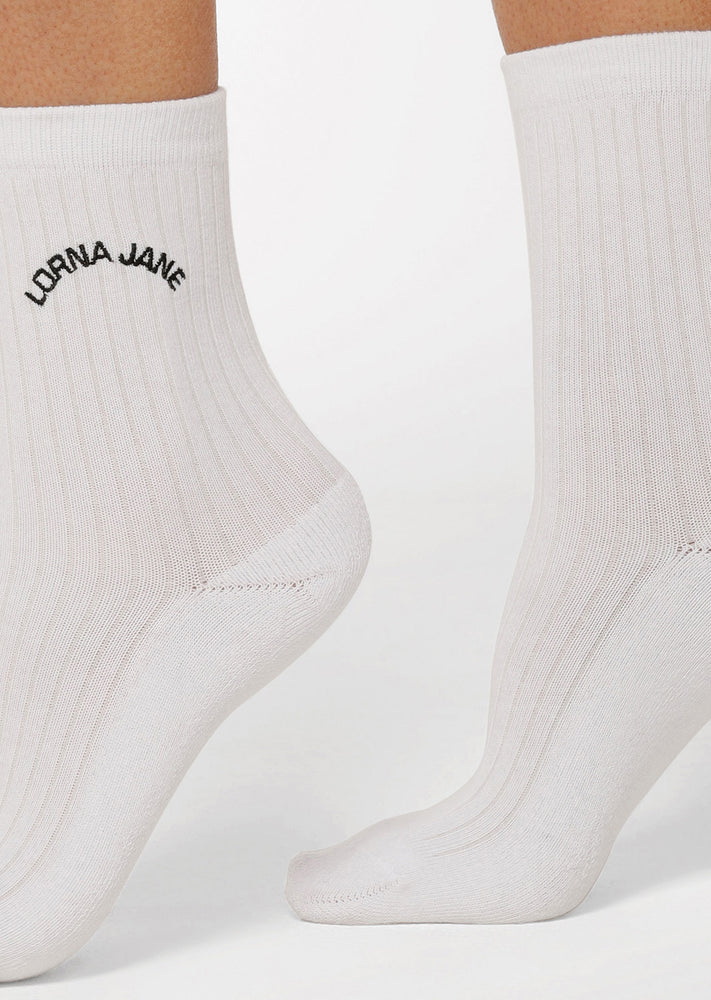 Lorna Jane Quarter Crew Sock - White