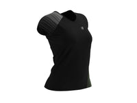 Compressport Women's Performance SS Tshirt - Black/Paradise Green