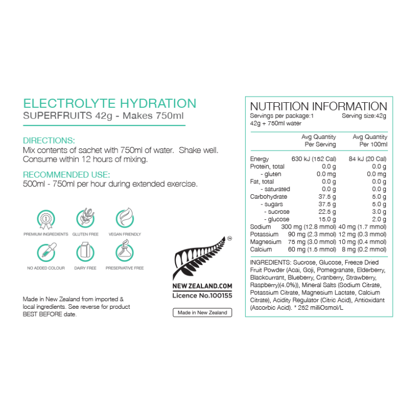 PURE PURE Electrolyte Hydration Sachet - 9 Real Superfruits 42G