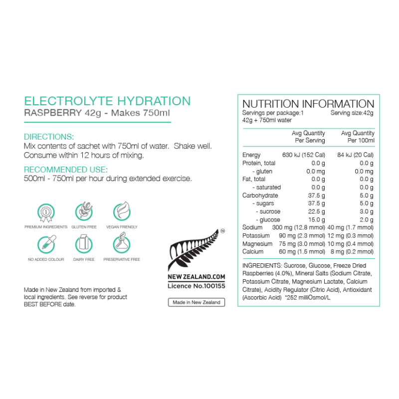 PURE PURE Electrolyte Hydration Sachet - Real Raspberries 42G