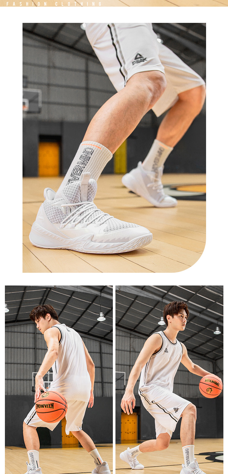 PEAK Basketball Shoes White Light Grey Key Power Sports Singapore