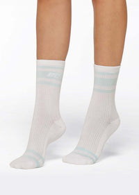 Lorna Jane LJ Retro Crew Sock - White/Blue Sky