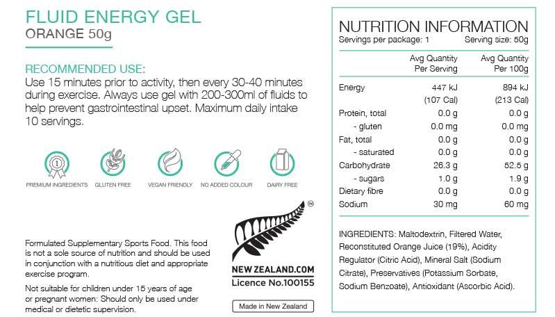 PURE Fluid Energy Gels - Orange 50G