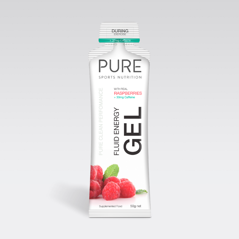 PURE Fluid Energy Gels - Raspberry With Caffeine 50G