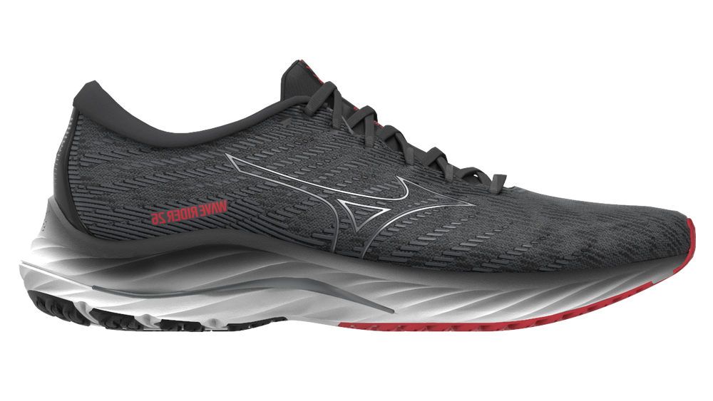 Mizuno Men's Wave Rider 26 ( 2E ) - Black/Silver/Bittersweet