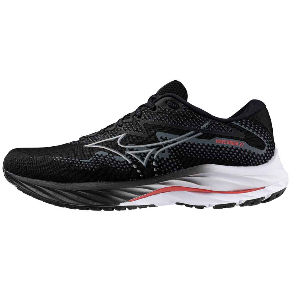 Mizuno Men's Wave Rider 27 2E - Black/Nickel/Cayenne