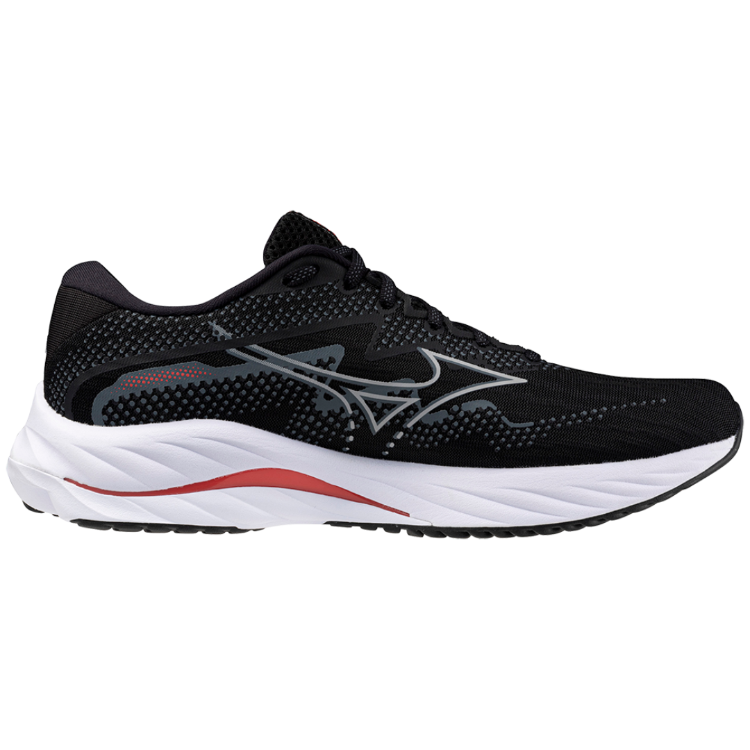 Mizuno Men's Wave Rider 27 2E - Black/Nickel/Cayenne