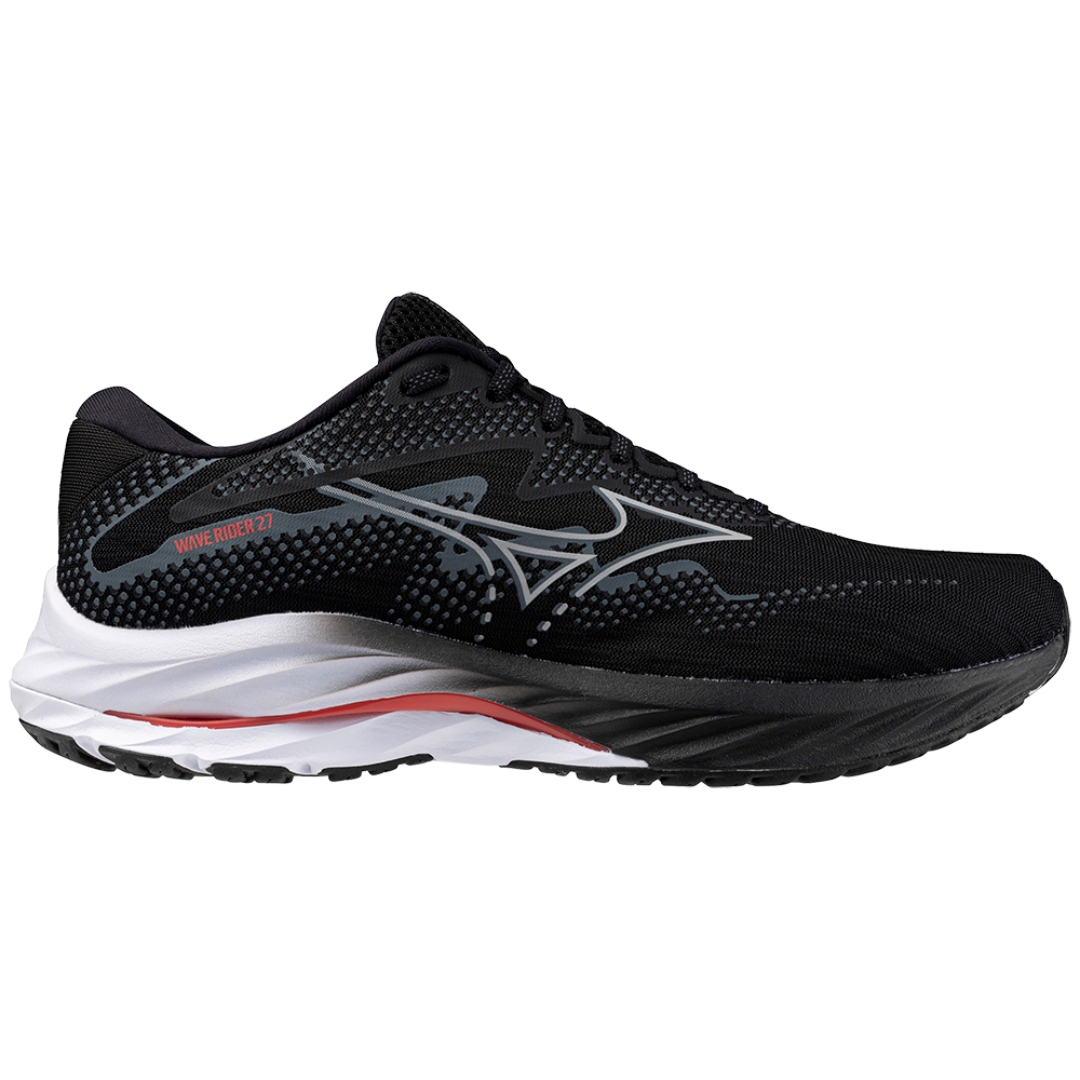 Mizuno Men's Wave Rider 27 2E - Black/Nickel/Cayenne