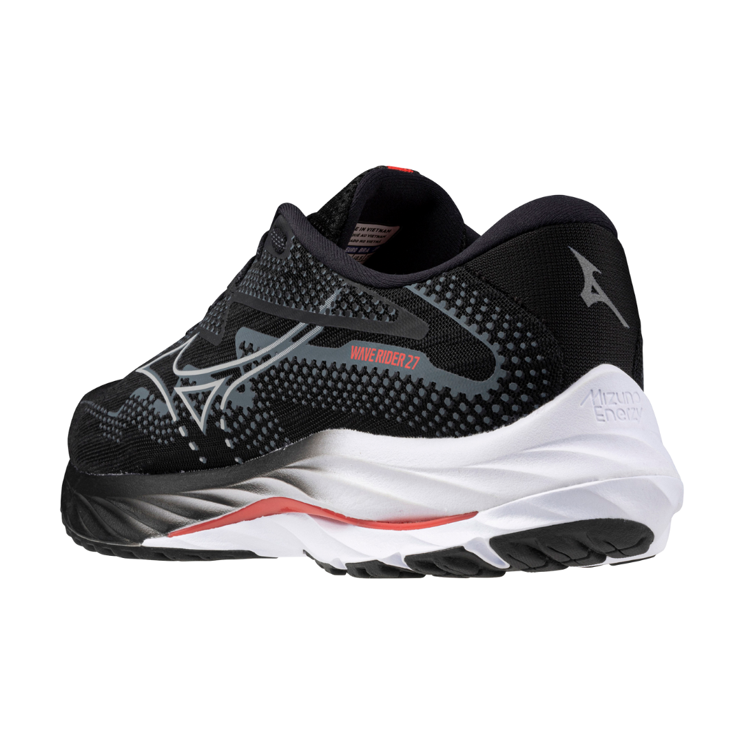 Mizuno Men's Wave Rider 27 2E - Black/Nickel/Cayenne
