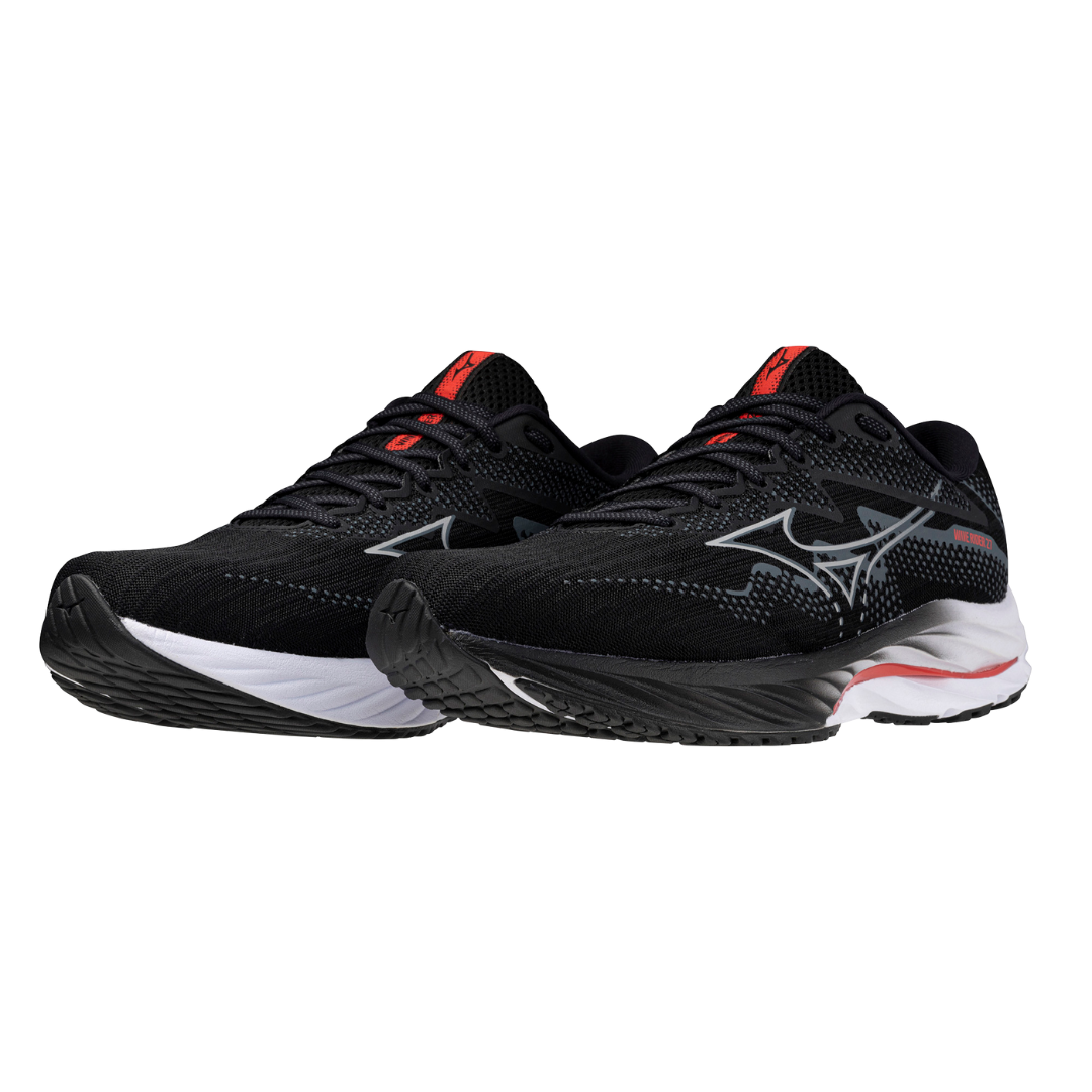 Mizuno Men's Wave Rider 27 2E - Black/Nickel/Cayenne