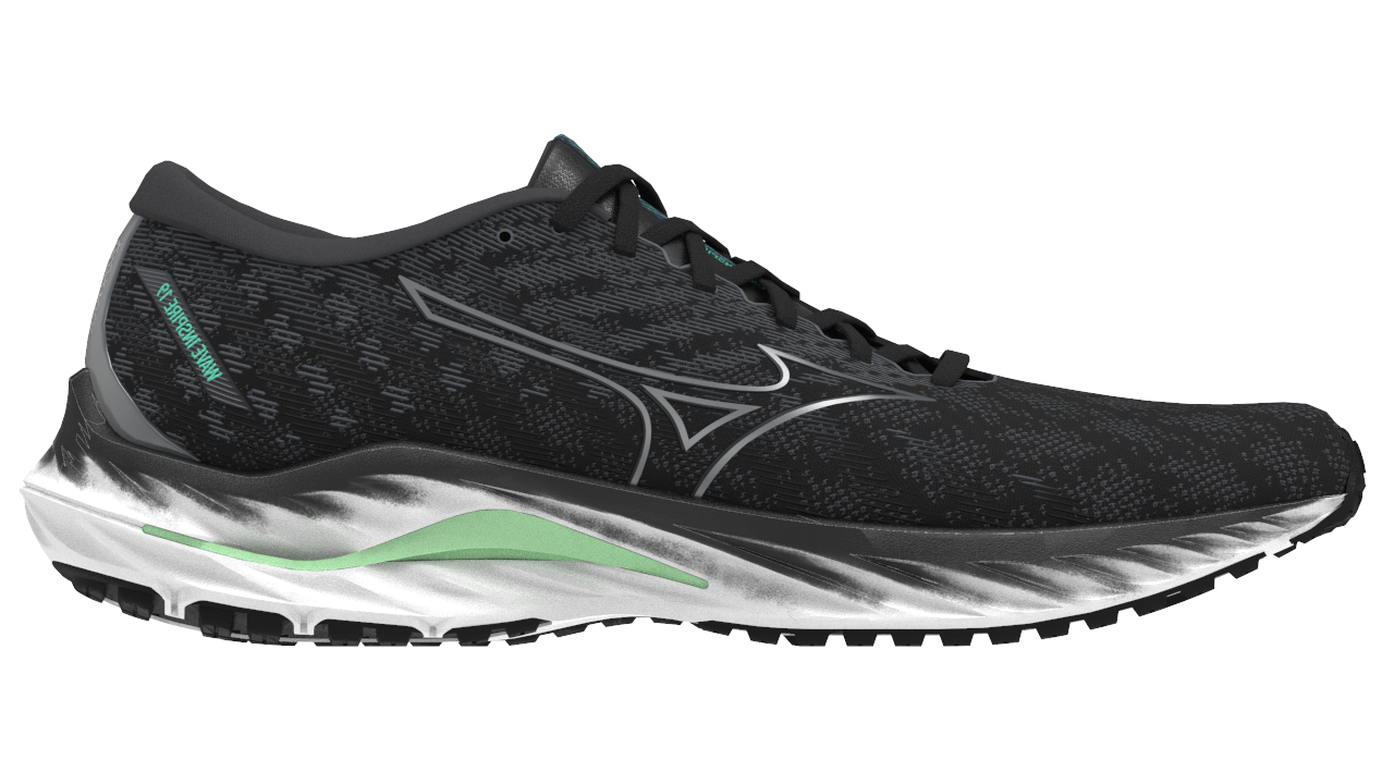 Mizuno Men's Wave Inspire 19 ( 2E ) - Black/Metallic Gray/Biscay Green