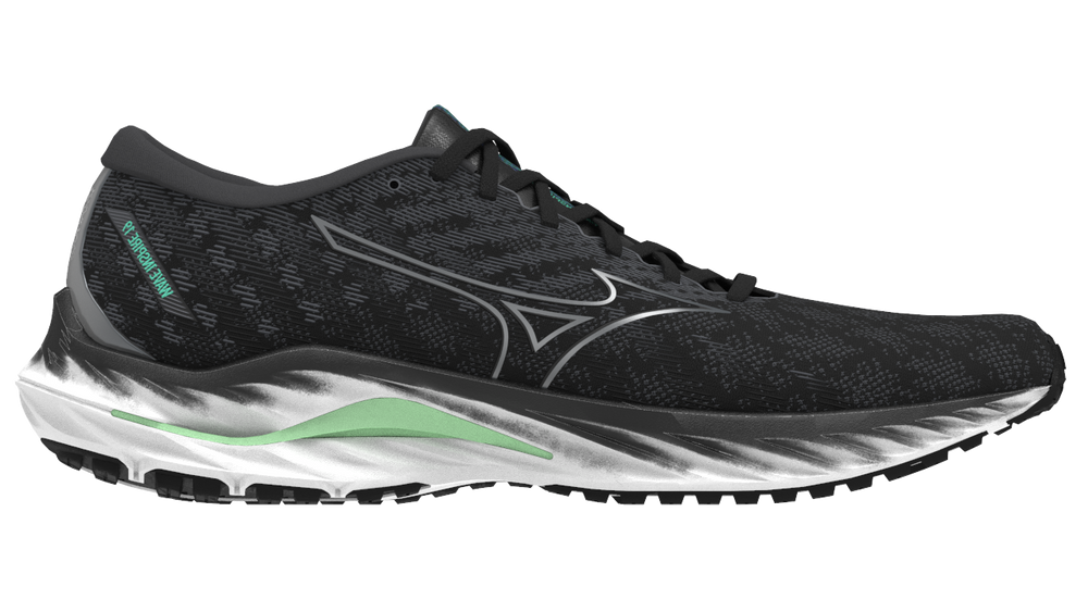 Mizuno Men's Wave Inspire 19 ( 2E ) - Black/Metallic Gray/Biscay Green