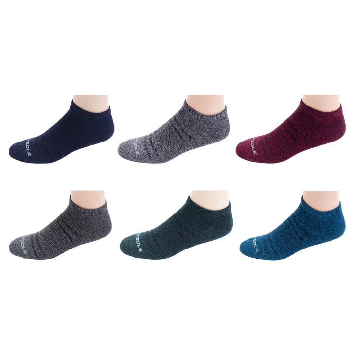 SOFSOLE Men's Lifestyle No Show Socks 6pairs - Marled Solids