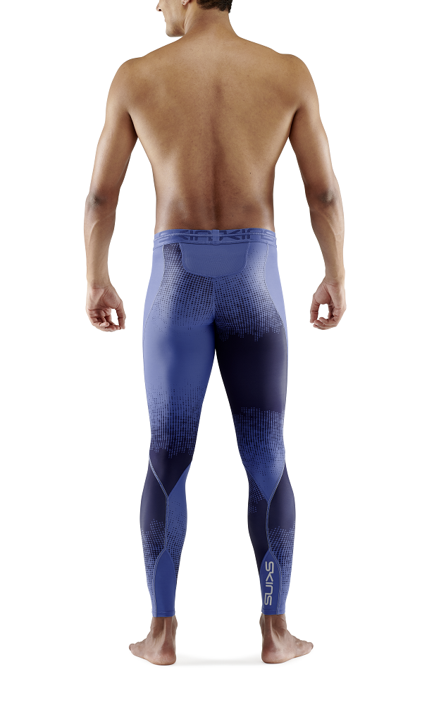 Skins Men's Compression Long Tights 3-Series - Dot Fade Blue