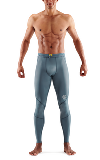 SKINS Men's Compression Long Tights 3-Series - Blue Grey