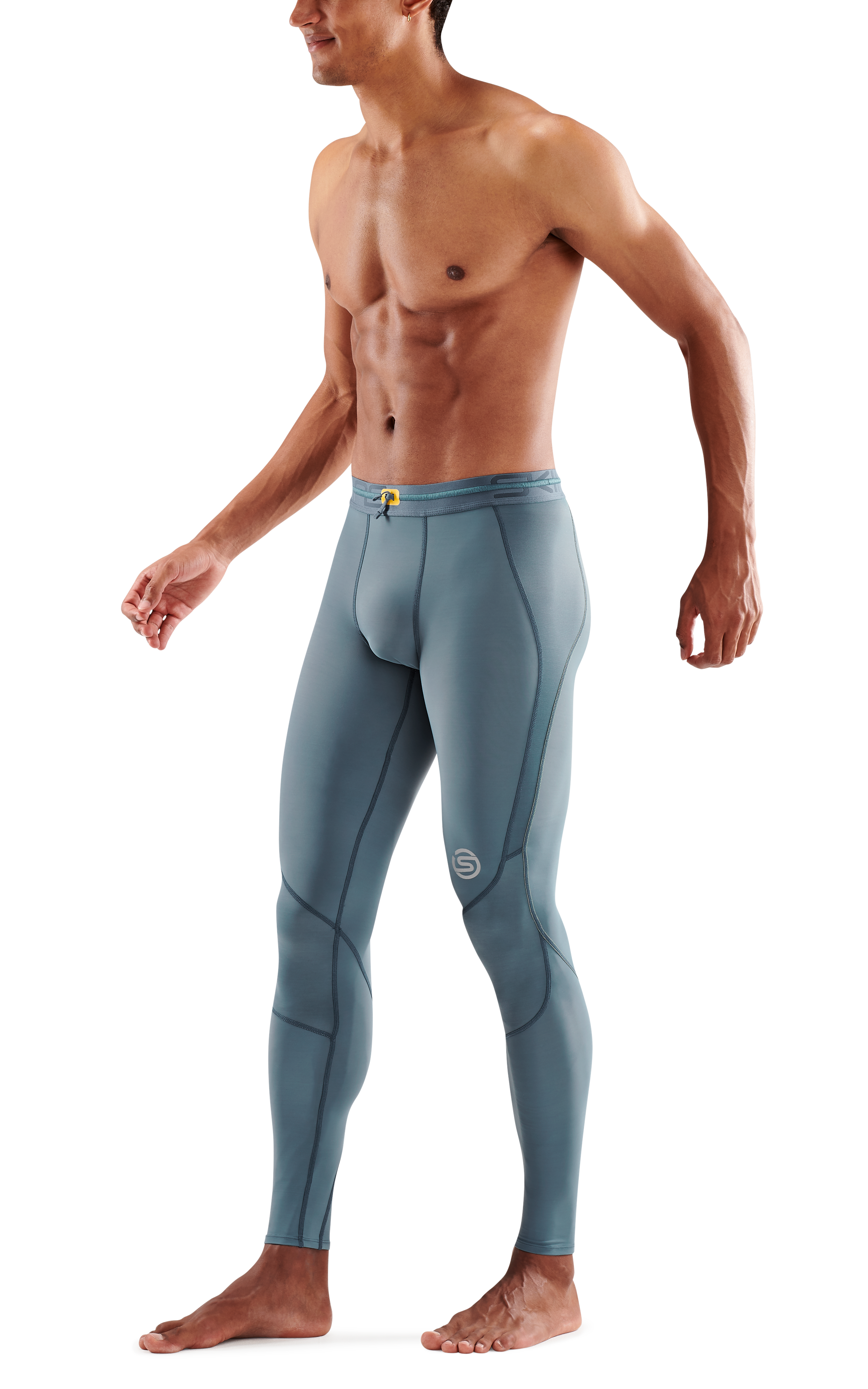 SKINS Men's Compression Long Tights 3-Series - Blue Grey