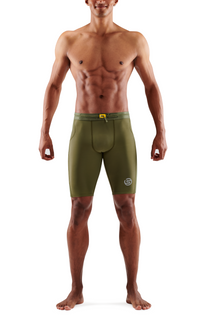 SKINS Men's Compression Half Tights 3-Series - Khaki