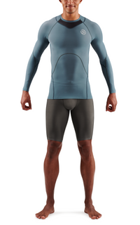 SKINS Men's Compression Long Sleeve Tops 3-Series - Blue Grey