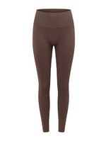 Lorna Jane Tempo Ribbed Seamless Ankle Biter Leggings - Washed Chocolate