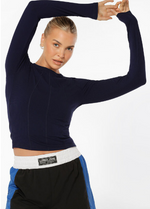 Lorna Jane Striking Active Rib Long Sleeve Top - French Navy