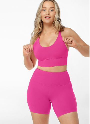 Lorna Jane Lotus Longline Sports Bra - Bright Pink